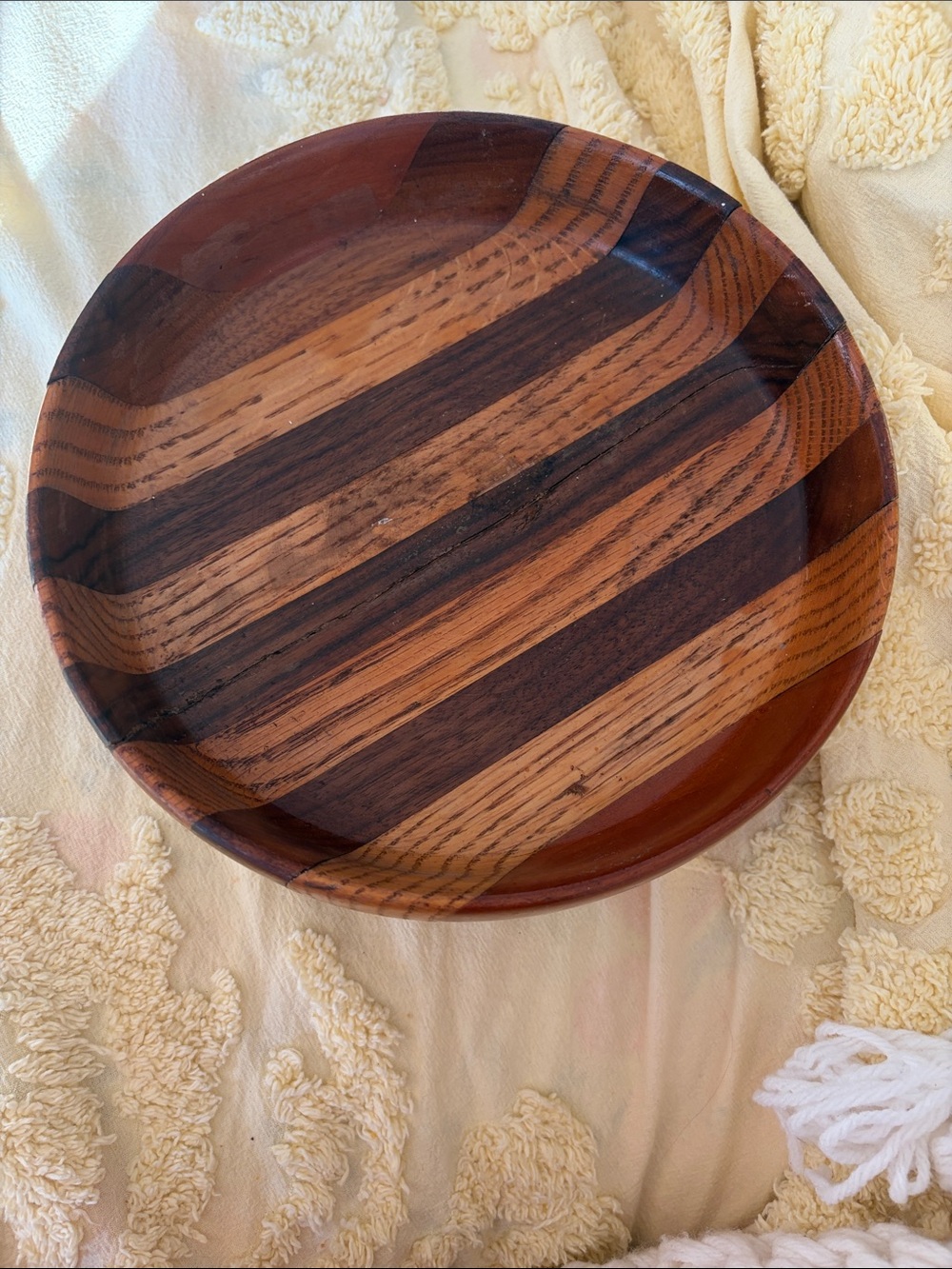 Handcrafted Wood Serving Bowl in Mixed Brown Tones